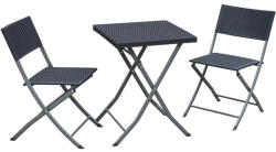 Garden Line Összecsukható kerti bútor szett - Asztal + 2 db szék - Antracit (ZUM9930)