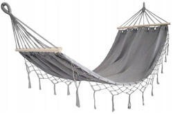 VERK GROUP Kerti függőágy keresztrúddal - 200 x 100 cm - Szürke (27124)