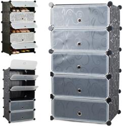 VERK GROUP Moduláris cipősszekrény 5 polccal, fekete színben (01509)