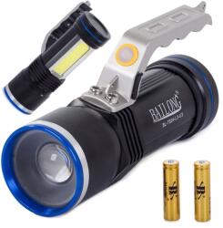 Bailong T624 taktikai zseblámpa, CREE XM-L3-U3 LED, zoom funkcióval, COB diódával (08291)