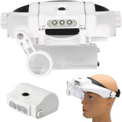 Verk Group Professzionális fejre helyezhető nagyító 3 LED-es világítással, 11, 5x nagyítás - fekete és fehér (09126)