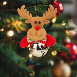 Family Collection Karácsonyfadísz - Rénszarvas csengettyűvel - 11 x 10 cm (58589B) - getitnow