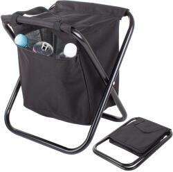 VERK GROUP Hordozható fekete horgászszék hűtőtáskával (01668_CZ)