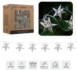 BackHomeLiving Ezüstös csillagos LED fényfüzér, 10 meleg fehér fénydióda (LED1044)