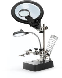 Fahrenheit Paneltartó nagyítóval, krokodilcsipeszekkel és LED világítással (10103)