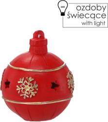 BackHomeLiving Piros LED-es díszgömb figura 13 cm (SID1495)