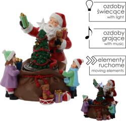 BackHomeLiving Karácsonyi zenélő LED doboz Mikulással, fával és ajándékokkal 20 x 19 x 19 cm (POZ2423)