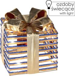 BackHomeLiving Karácsonyi ajándék kék szalaggal 25 cm LED (PRE1246)