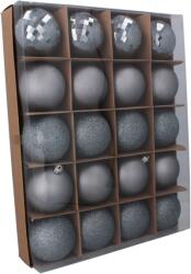 BackHomeLiving 20 darabos 8 cm-es olíva/zöld/mélyszürke karácsonyfa gömb mix, különböző mintákban (GIF7689)