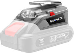 GRAPHITE Powerbank adapter + LED lámpa, Energy+, akku nélkül! ! ! (58G025)