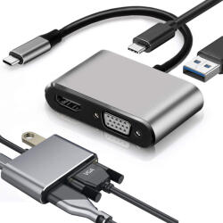 Verk Group USB-C multifunkciós adapter HDMI 4K, VGA, USB 3.0 és Power Delivery támogatással (06344)