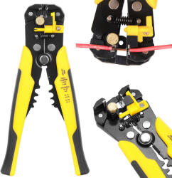 Verk Group Automatikus kábelcsupaszító és zaciskoló fogó, sárga-fekete színben (11343)