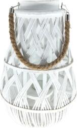 BackHomeLiving Üvegbetétes fehér lampion 27 x 42 cm (ILS3117)