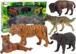 LEAN Toys Afrikai Erdő Állatfigurák Szett: Medve, Tigris, Farkas, Jaguar, Bivaly és Oroszlán (12281)