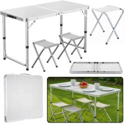 LEAN Kemping asztalka szett 4 székkel - szürke (26603)