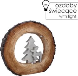 BackHomeLiving Karácsonyi LED figura - karácsonyfa és rénszarvas fatörzsön 38 x 7 x 34 cm 5142 (GOT5142)