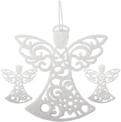 Verk Group Brokatos angyalka díszek karácsonyfára, 3 darab, fehér (26071)