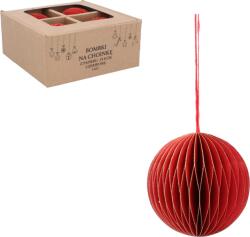 BackHomeLiving Piros 8 cm átmérőjű papír karácsonyfadísz, 6 darabos csomag (AIP1993)