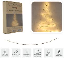 BackHomeLiving Karácsonyi dísz - LED-es fenyőfa csillaggal 105 cm 120 LED meleg fehér elemes (LED0221)