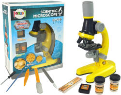 LEAN Toys Sárga Tudományos Mikroszkóp Készlet Gyerekeknek 100x 400x 1200x Nagyítás (9454)