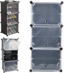 VERK GROUP Moduláris fekete cipőtároló szekrény 6 polccal (01507)