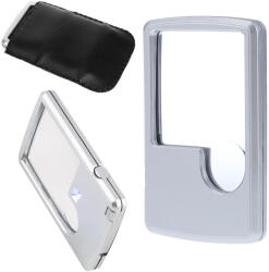 Verk Group LED-es zsebnagyító, 3x és 6x nagyítás, ékszerészeknek és pénzgyűjtőknek, ezüst színű (09004)