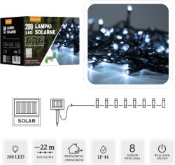 BackHomeLiving Napelemes LED fényfüzér 200 LED, hideg fehér, 2 + 20 m 9942 (SOL9942)