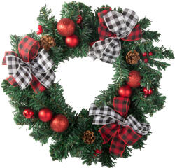 Verk Group Karácsonyi dekorációs koszorú természetes szíszkákkal és díszekkel, 40 cm (26277)