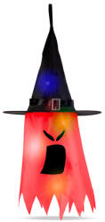 Family Halloween-i LED dekor - szellem - piros - 10 színes LED - akasztható - 2 x 2032 - 75 x 35 cm (56569A) - getitnow