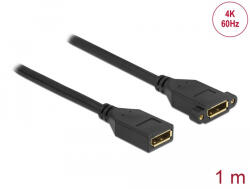 Delock DisplayPort 1.2 kábel csatlakozóhüvellyel - csatlakozóhüvellyel panelrögzítés 4K 60 Hz 1 m (87100) - flylite