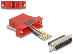 Delock D-Sub 25-tűs dugó RJ45 anya összekötő adapter piros (67115) (67115)