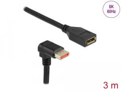 Delock DisplayPort bővítőkábel csatlakozódugóval 90 ívelt lefelé - csatlakozóhüvellyel 8K 60 Hz 3 m (87093) (87093) - flylite