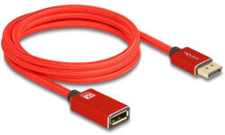 Delock DisplayPort bővítőkábel 8K 60 Hz 2 m piros fém retesz nélküli (81082) (81082) - flylite