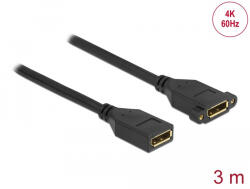Delock DisplayPort 1.2 kábel csatlakozóhüvellyel - csatlakozóhüvellyel panelrögzítés 4K 60 Hz 3 m (87103) - flylite