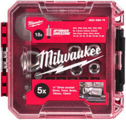 Milwaukee 1/4″ Racsni Váltókaros Készlet Packout- Kompatibilis (25 Részes) 4932499470 (4932499470)