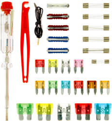 AMIO Univerzális Autós Biztosíték Készlet Próbalámpával és Kiemelő Csipesszel (49955)