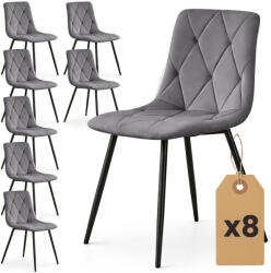 AKORD MILO kárpitozott étkezőszék welur sötétszürke fekete lábakkal 8 db-os szett (8xMILODGR)