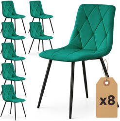 AKORD MILO Tapicerowane Pikowane Szék Welur Palackzöld Fekete Lábak 8 db (8xMILOBOG)