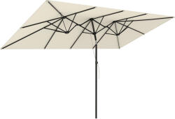 Outsunny Umbrelă Dublă Inclinabilă și Reglabilă cu Frânghie, din Poliester și Metal, 150x295x170-214 cm, Crem