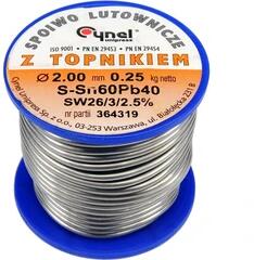 Cynel forrasztóón (Sn60Pb40), 2, 0 mm, 250 g (76819)