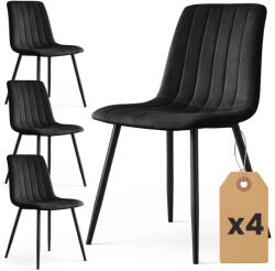 AKORD LIVO Étkezőszék Welur Fekete Fekete Lábakkal 4 db-os Szett (4xLIVOBLA)
