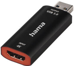Hama Video Rögzítő Adapter, USB - HDMI, 4K, fekete (74257)