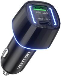 Vention Mașină încărcător 1xUSB 1xUSB-C 30W negru (FFRB0)