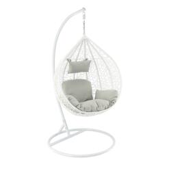  Fehér, polyrattan függőfotel szürke párnával (FAT1029)