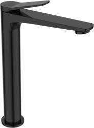 INVENA ALONIA magasított mosdó csaptelep, fényes fekete BU-70-W04-V (BU-70-W04-V)