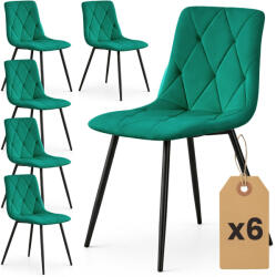 AKORD MILO Tapicerowane Pikowane Szék Welur Palackzöld Fekete Lábakkal 6 db (6xMILOBOG)