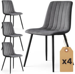 AKORD LIVO Étkezőszék Welur Sötét Grafitszürke Fekete Lábakkal 4 db-os Szett (4xLIVODGR)