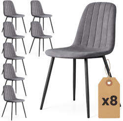 AKORD LUMO Kárpitozott Szék Welur Sötét Grafit Fekete Lábakkal 8 db-os Szett (8xLUMODGR)
