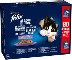FELIX FANTASTIC Vegyes válogatás aszpikban nedves macskaeledel 80x85g macskaeledel