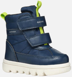 GEOX Ghete băieți, albastru verde neon, impermeabile căptușită, închidere velcro 22/27 albastru închis/lime (13B165)